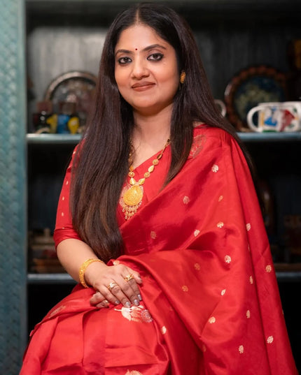 Pure red mango silk saree