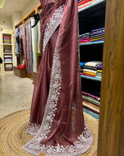 Designer crepe tissue saree