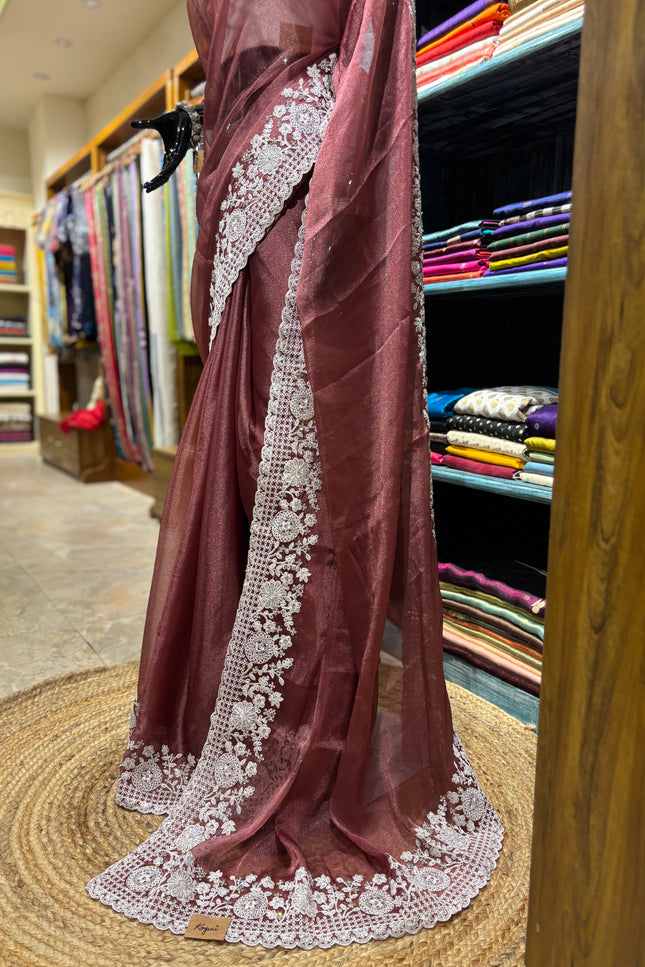 Designer crepe tissue saree