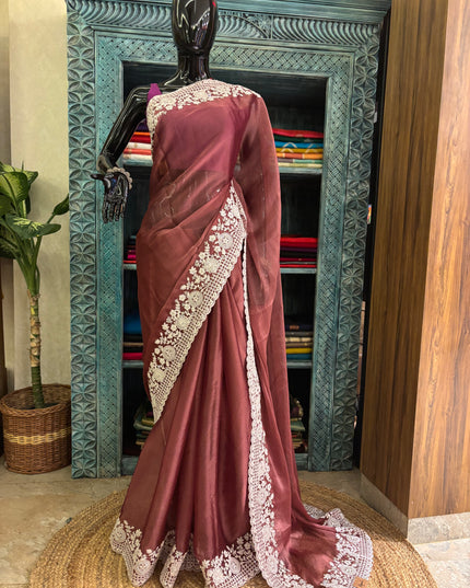 Designer crepe tissue saree