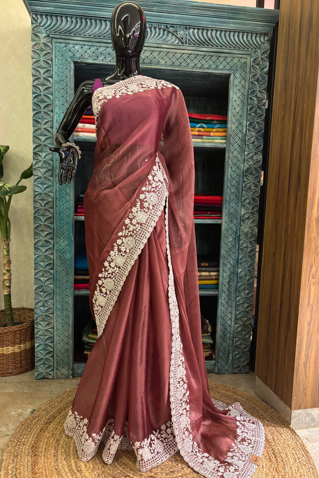 Designer crepe tissue saree