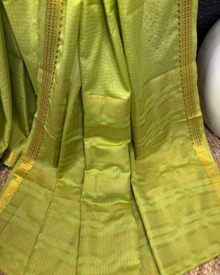 Lime green mysore crepe Saree