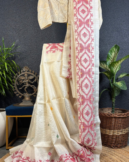 Tussar jamdani saree