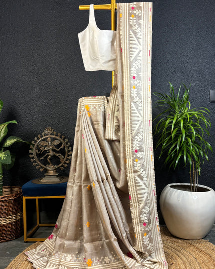 Tussar jamdani saree