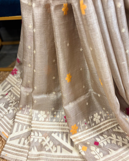 Tussar jamdani saree