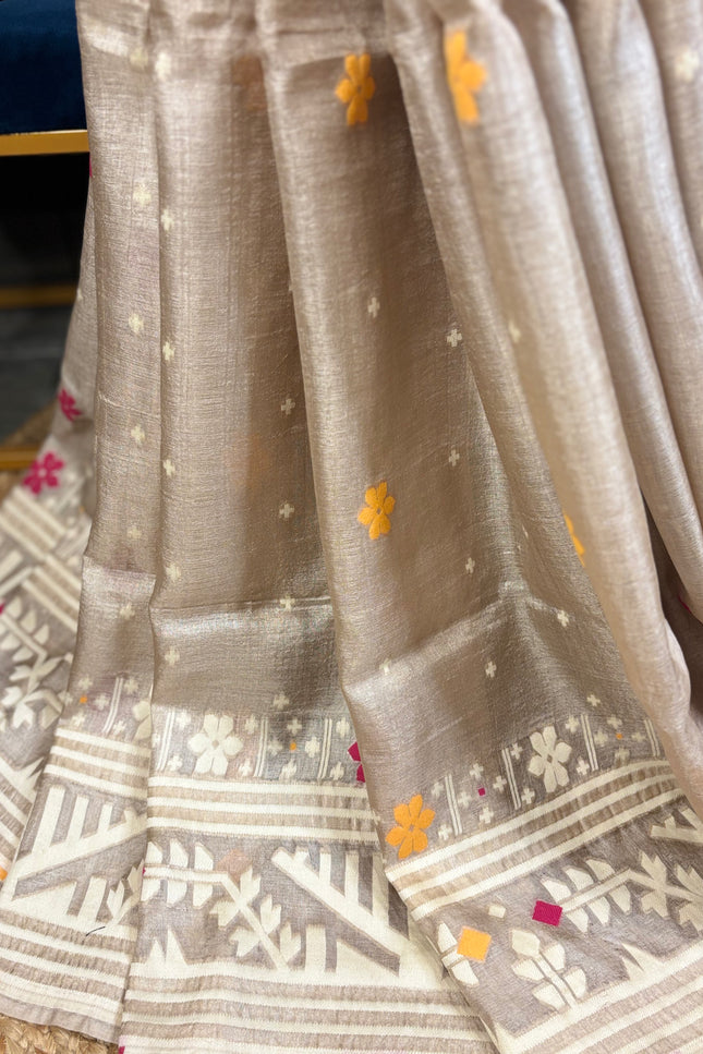 Tussar jamdani saree