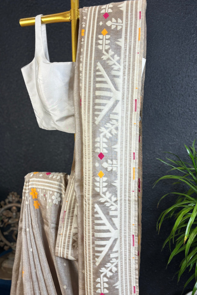 Tussar jamdani saree