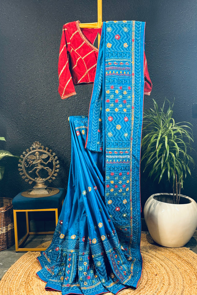 Silk blue lambani saree