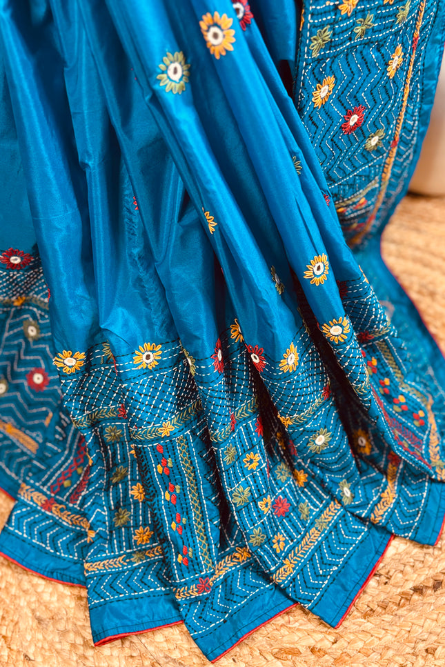 Silk blue lambani saree