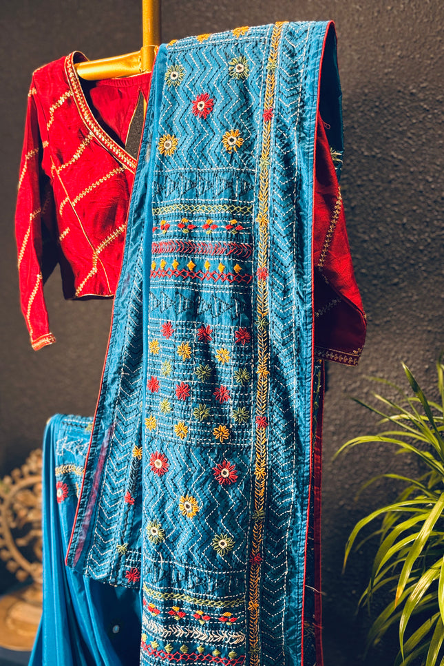 Silk blue lambani saree