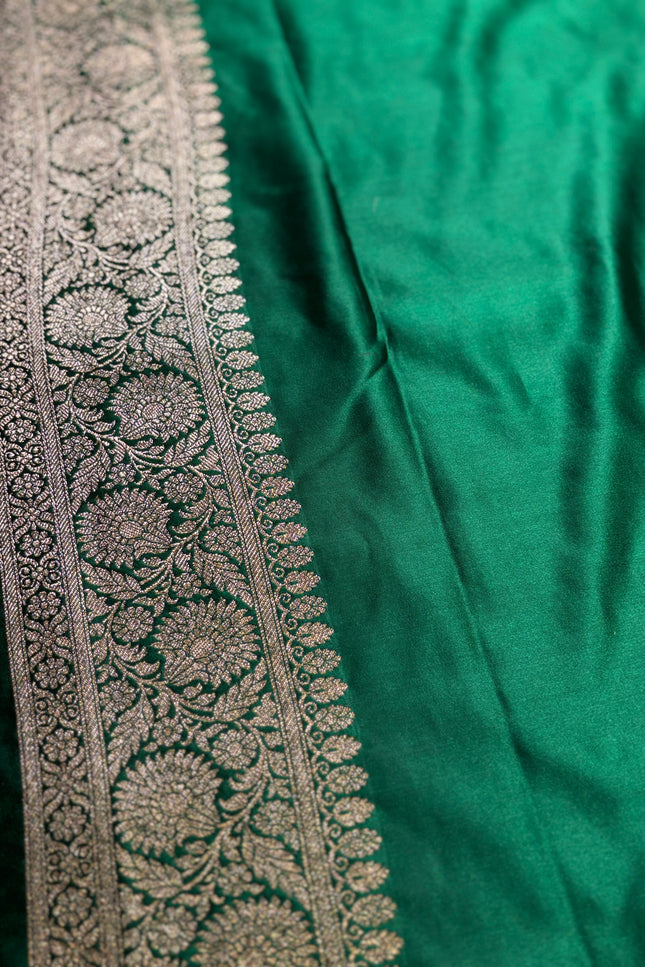 Green and golden mashru katan benarasi saree