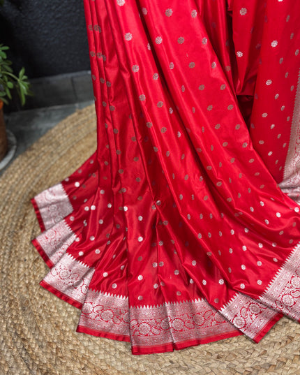 Red and golden mashru katan benarasi saree