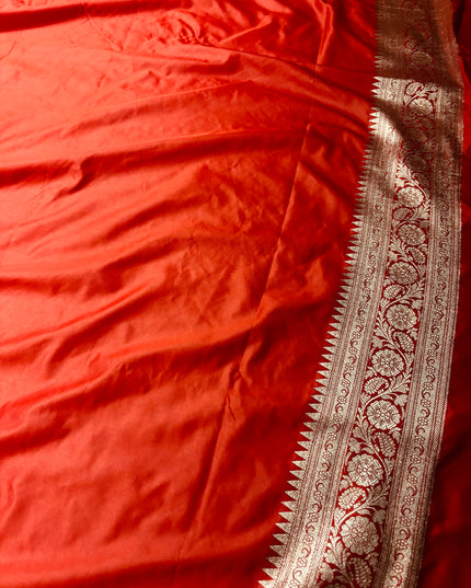 Red and golden mashru katan benarasi saree