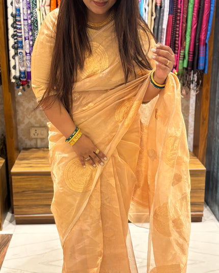 Pure golden kora benarasi saree