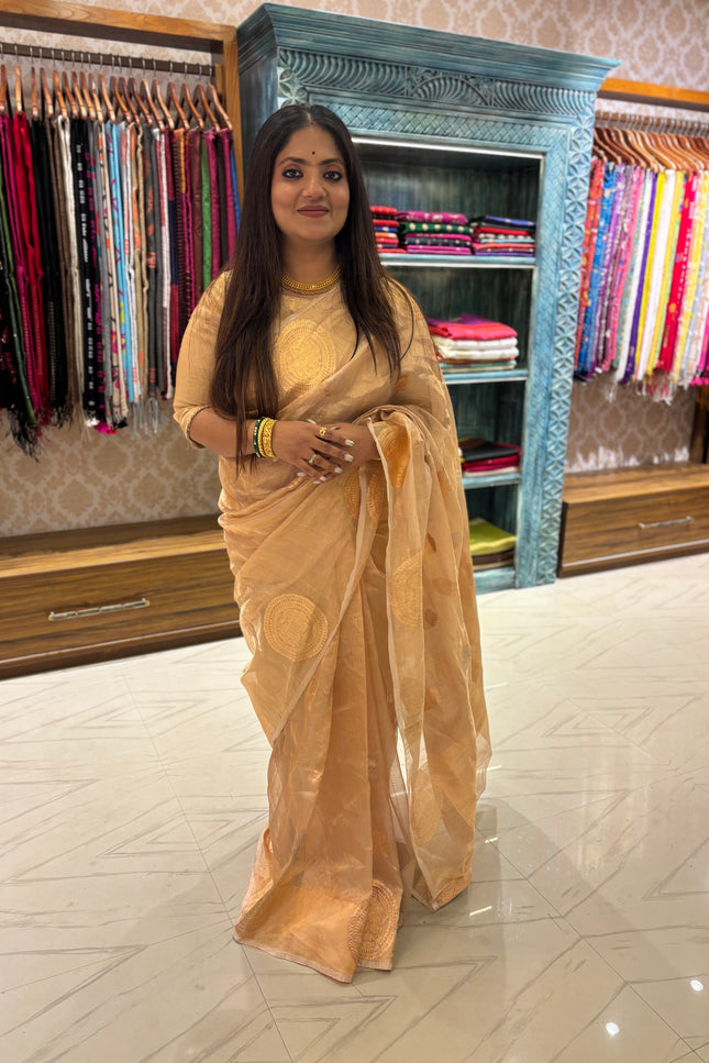 Pure golden kora benarasi saree