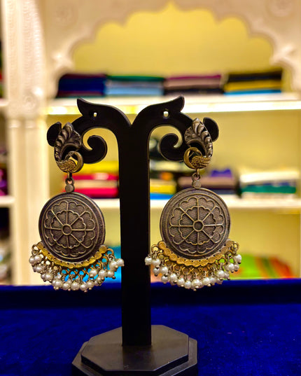 Dual toned silver replica rarrings