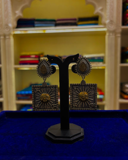 Dual toned silver replica earrings