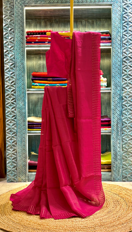 Fuchsia Pink Pure Resham Sequence Saree