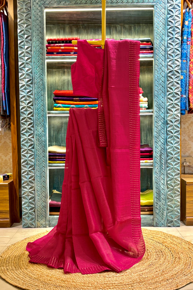 Fuchsia Pink Pure Resham Sequence Saree