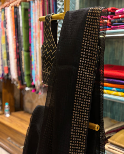 Timeless Elegance of Black Pure Resham Silk Saree – A Classic from Kopai Boutique