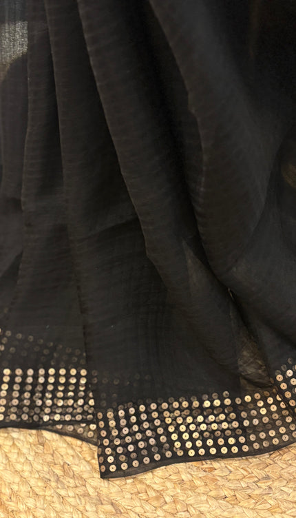 Black Resham Sequence Saree