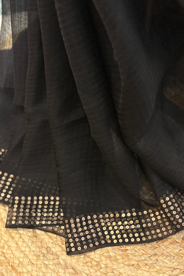 Black Resham Sequence Saree