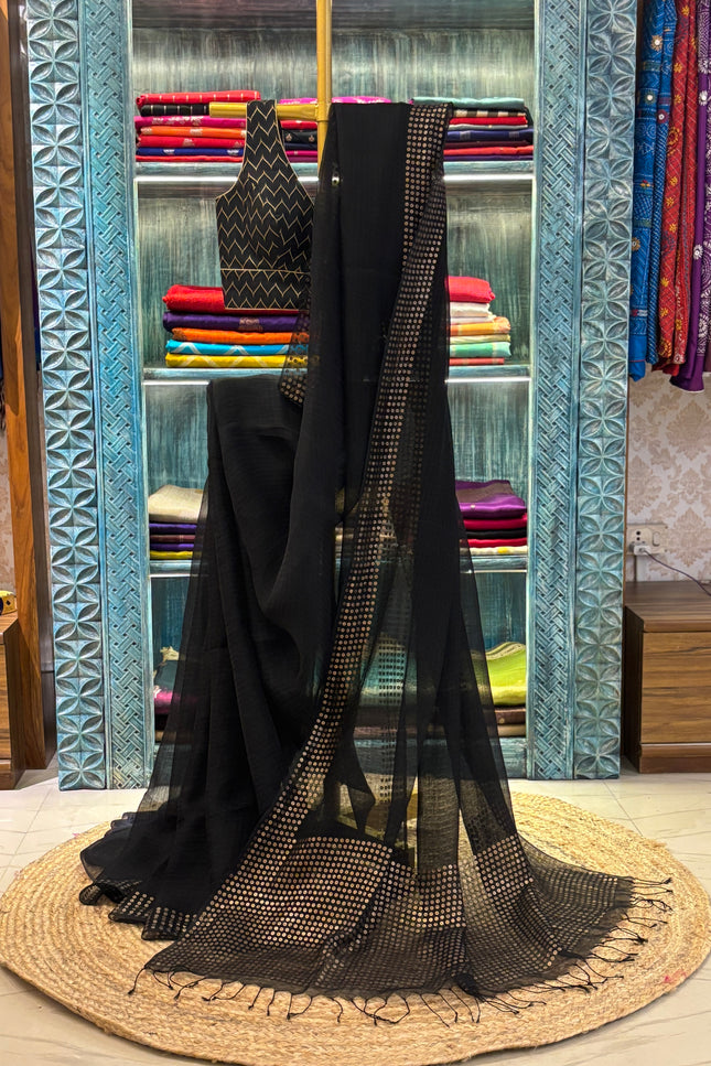 Black Resham Sequence Saree
