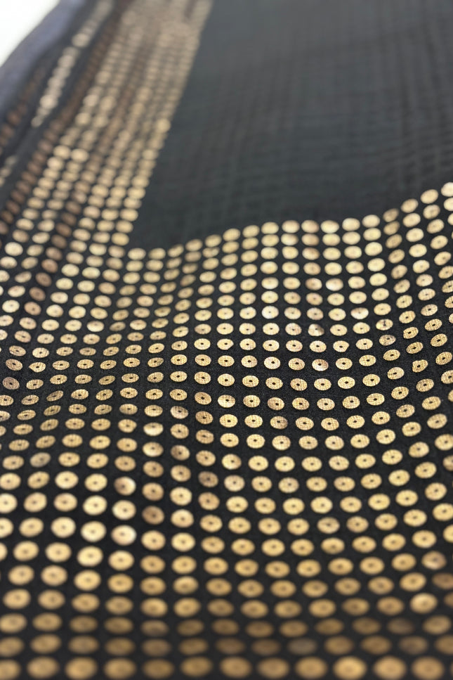 Black Resham Sequence Saree with blouse piece