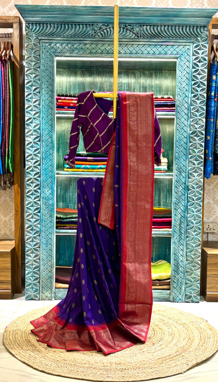 Silk _ Pure  Semi Purple coloured Katan Benarasi