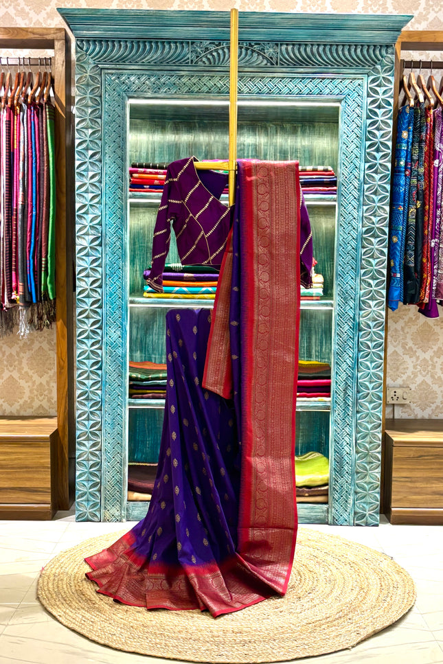 Silk _ Pure  Semi Purple coloured Katan Benarasi