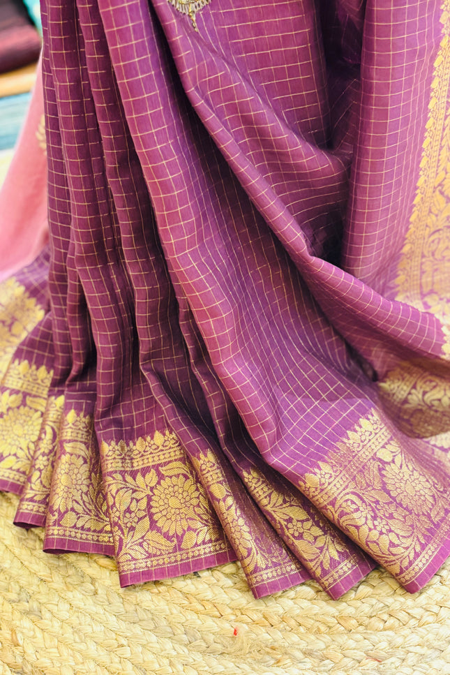 Designer Purple Crepe Saree with Elegant Embroidery