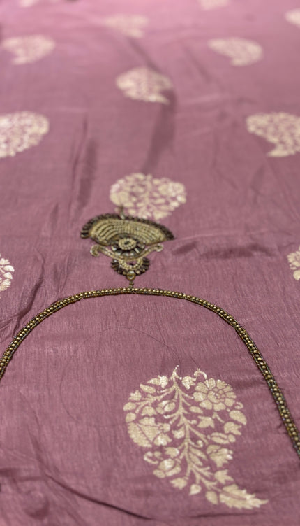 Designer Purple Crepe Saree with Elegant Embroidery