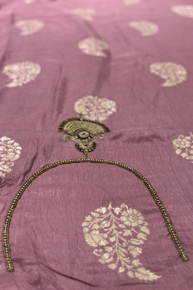 Designer Purple Crepe Saree with Elegant Embroidery