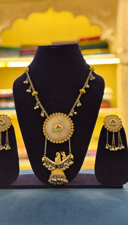 Silver replica dual toned Necklace Set