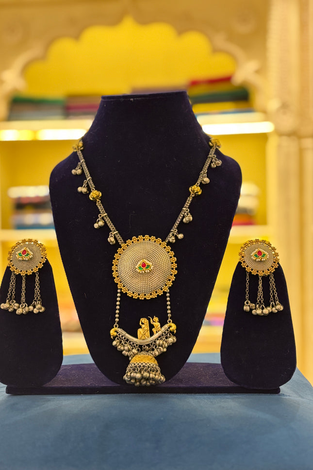 Silver replica dual toned Necklace Set