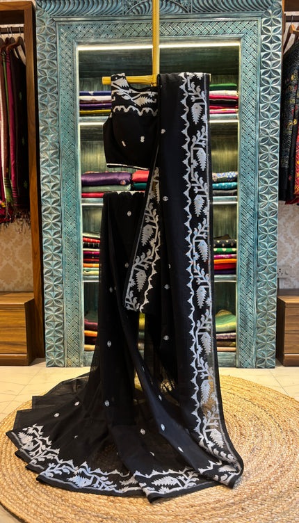 Bengal Handloom_ Black Cotton Korat Jamdani