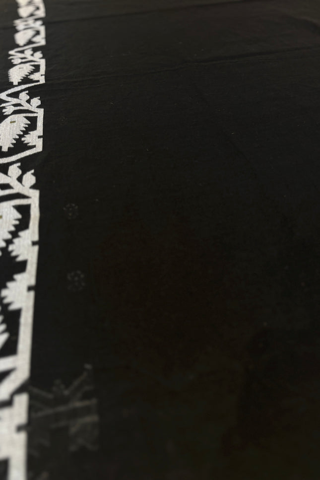 Bengal Handloom_ Black Cotton Korat Jamdani