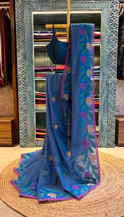 Bengal Handloom _ Blue. Cotton Tissue