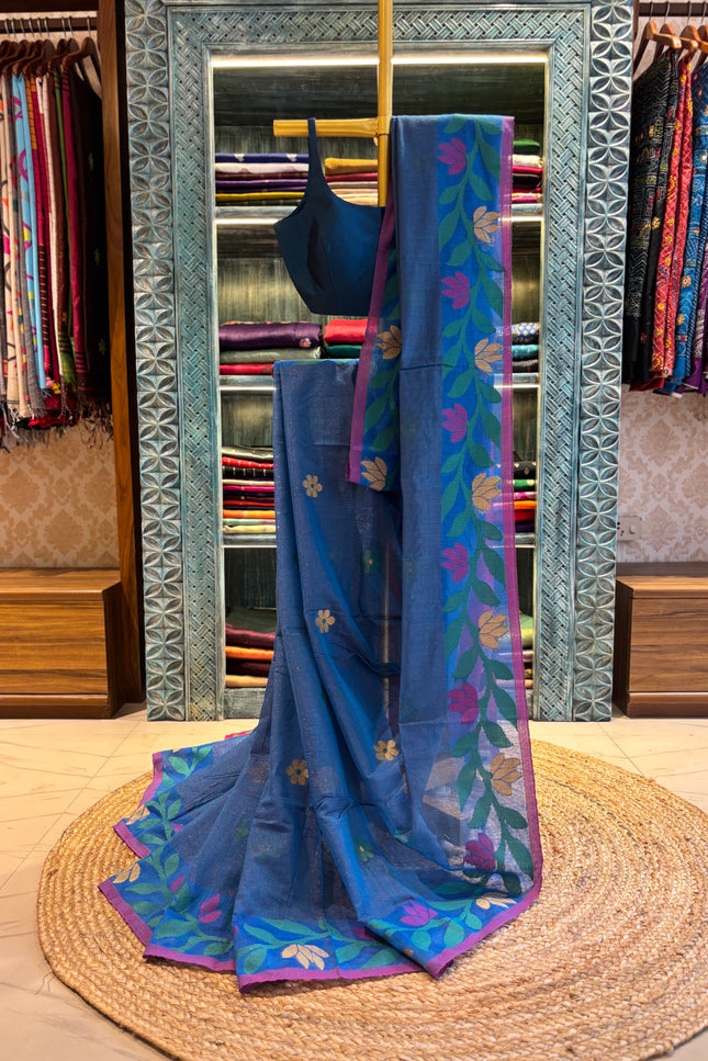 Bengal Handloom _ Blue. Cotton Tissue