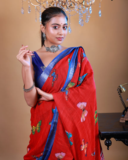 Linen printed saree