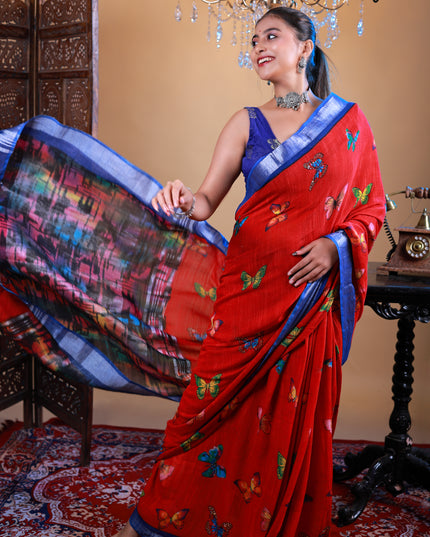 Linen printed saree