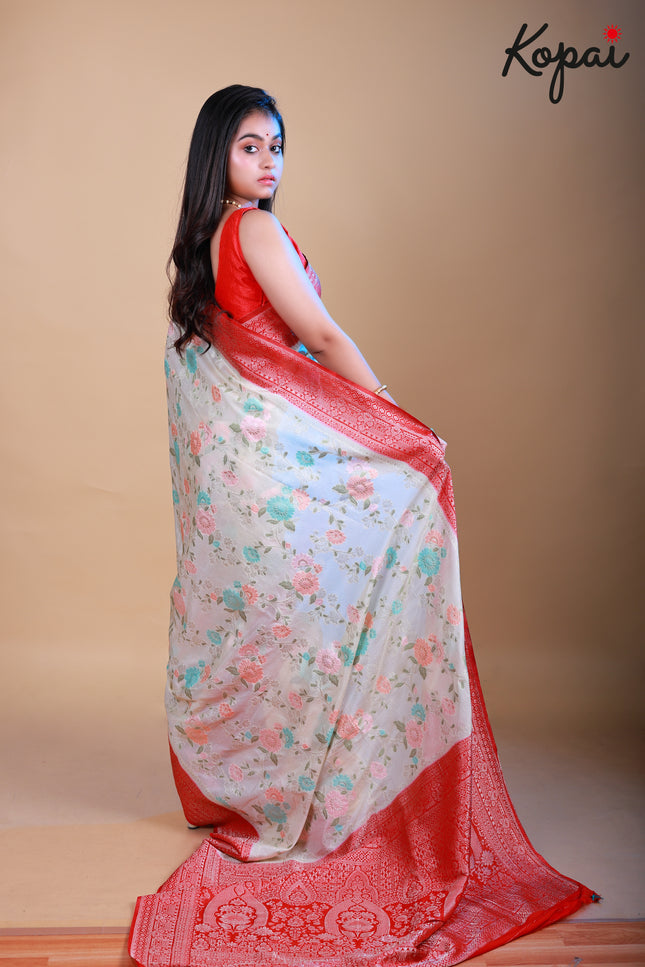 Georgette saree allover jaal work