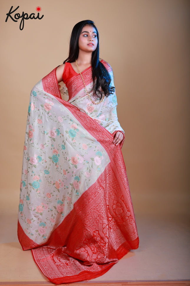 Georgette saree allover jaal work