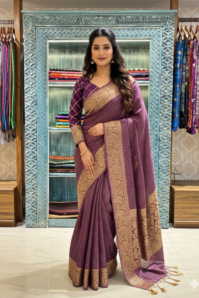 Designer Purple Crepe Saree with Elegant Embroidery