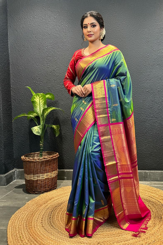 Green kanjeevaram saree