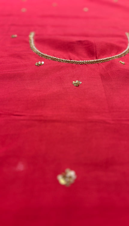 Red Tussar Silk Zardosi Designer Saree with Blouse Piece | Bridal & Wedding Wear