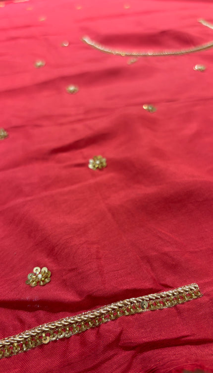 Red Tussar Silk Zardosi Designer Saree with Blouse Piece | Bridal & Wedding Wear